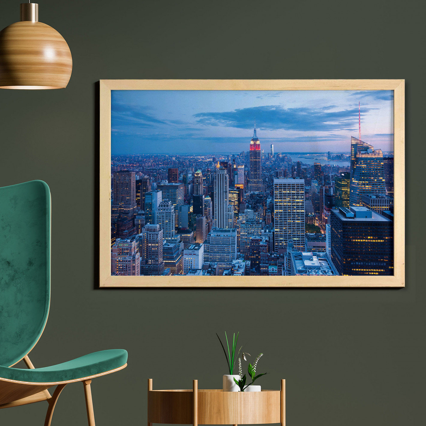 East Urban Home Ambesonne New York Wall Art With Frame, Aerial Night